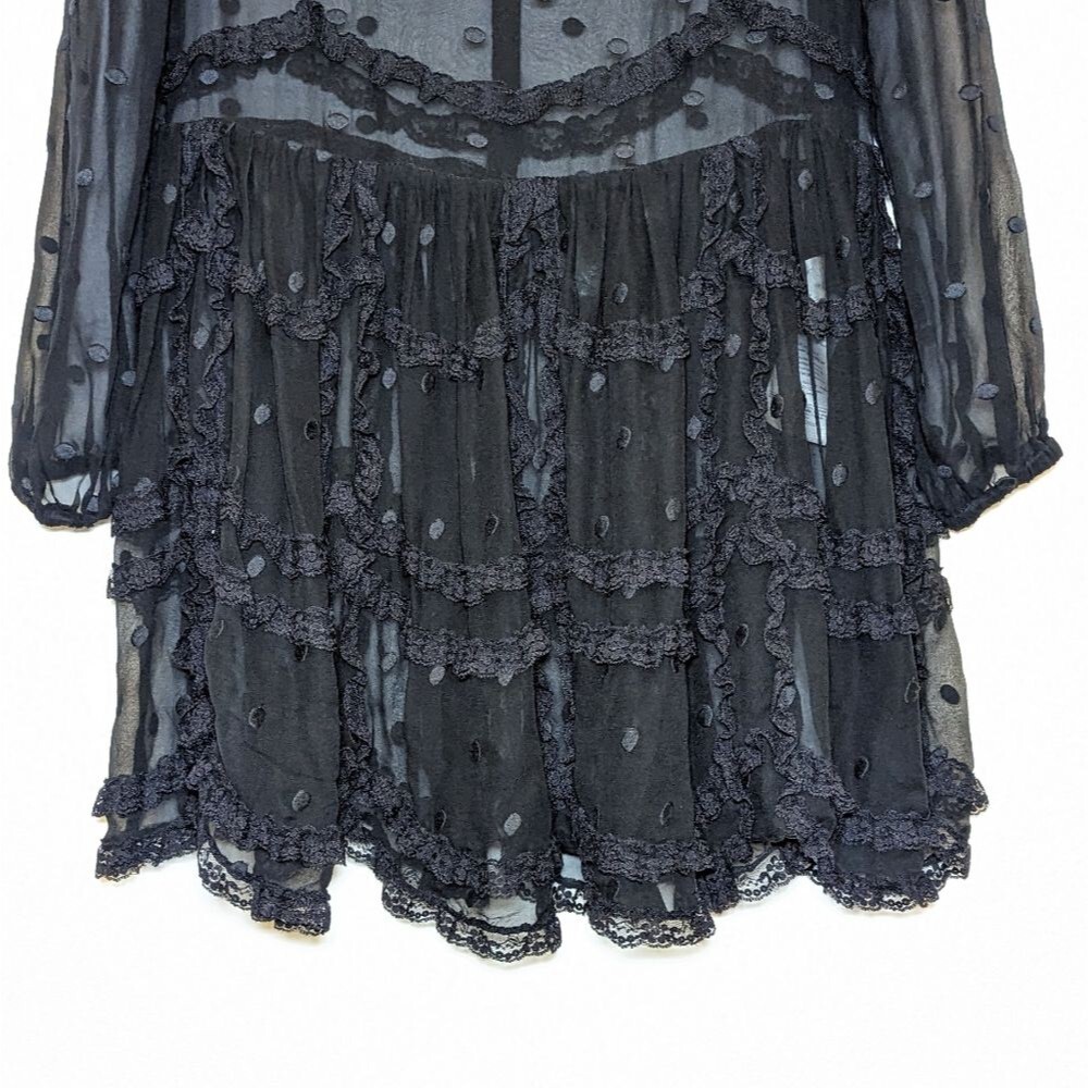 RED Valentino Silk Lace Sheer Black Mini Dress - Picture 3 of 15